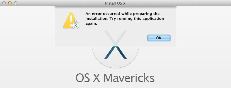 Screenshot of the Mavericks installer window